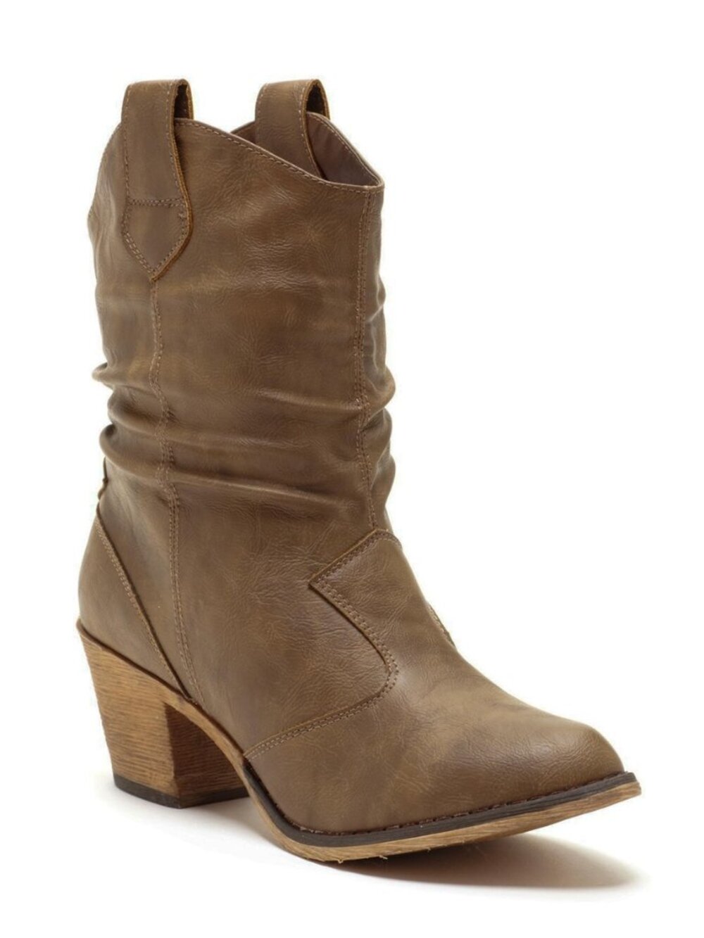 Women's Modern Western Cowboy Distressed Boot with Pull-Up Tabs